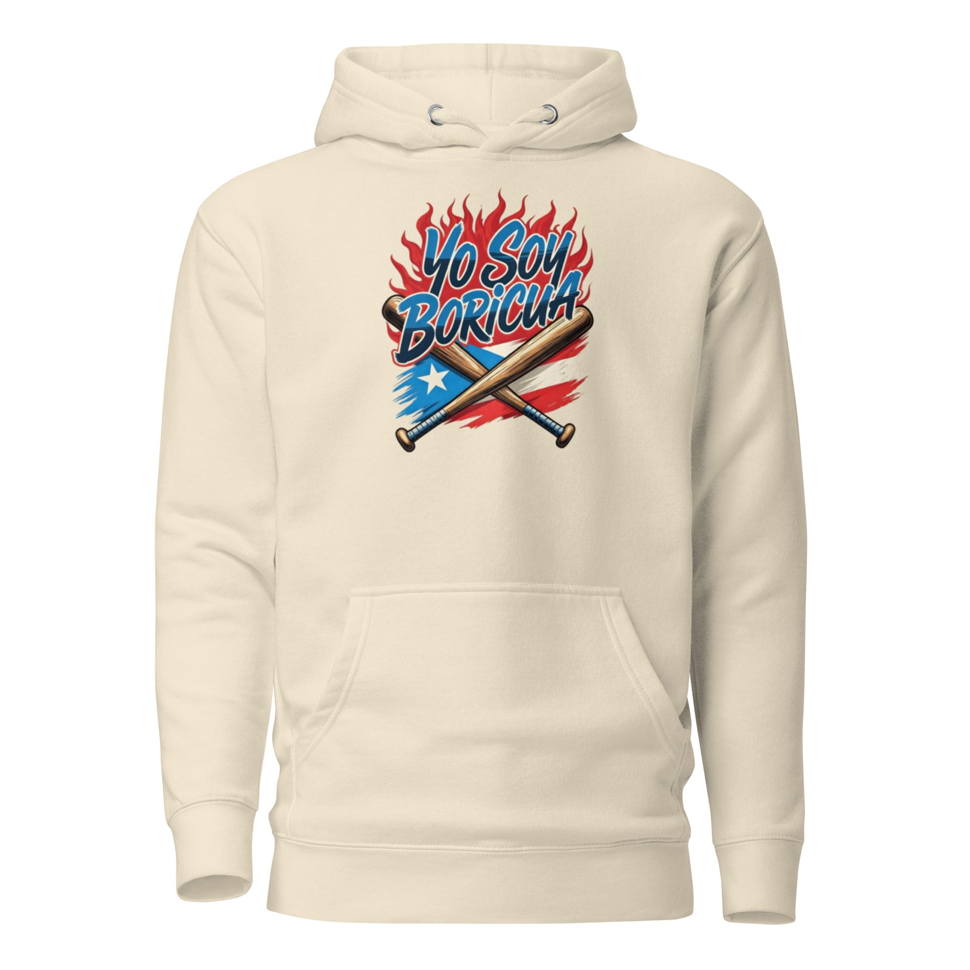 Yo Soy Boricua Puerto Rican Pride Baseball Hoodie with crossed bats and PR flag design