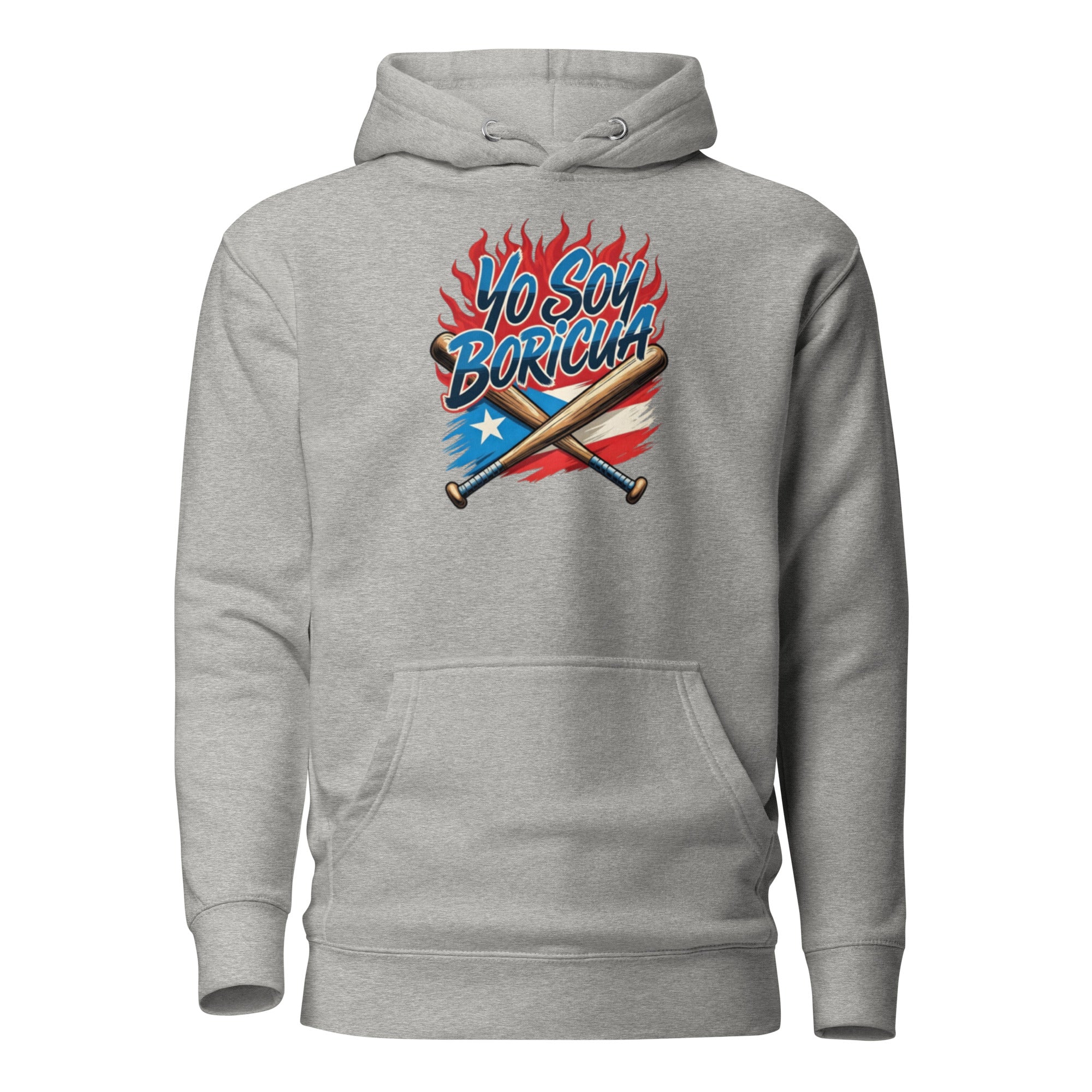Yo Soy Boricua Puerto Rican Pride Baseball Hoodie with crossed bats and PR flag design