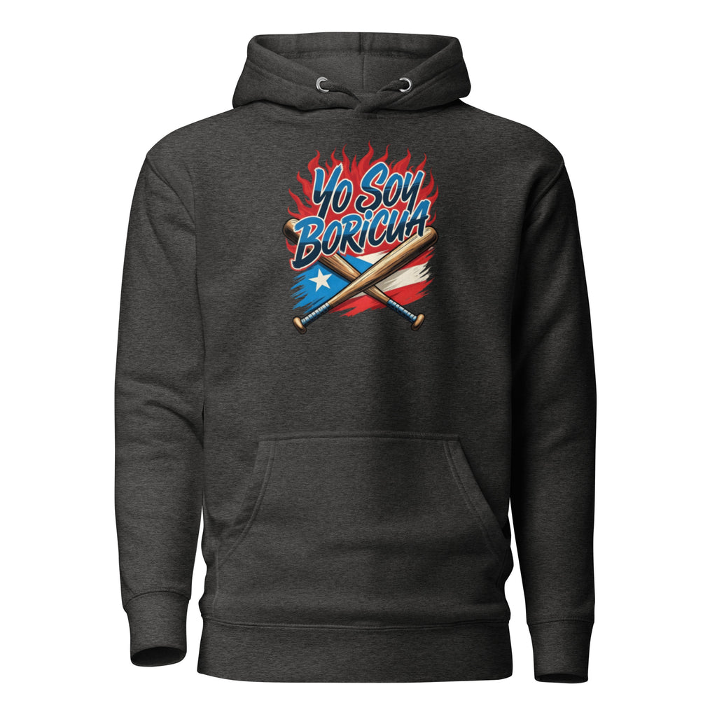 Yo Soy Boricua Puerto Rican Pride Baseball Hoodie with crossed bats and PR flag design