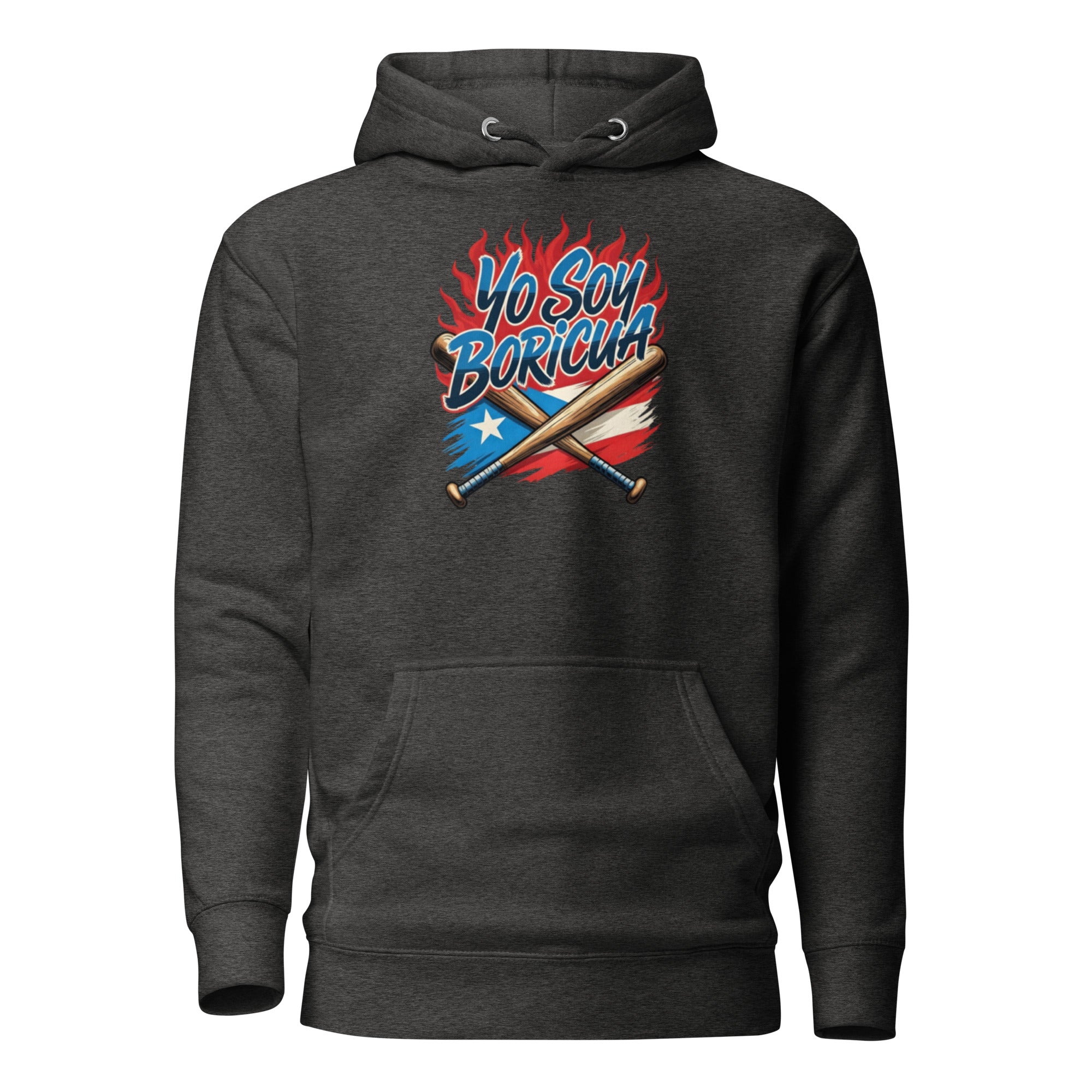 Yo Soy Boricua Puerto Rican Pride Baseball Hoodie with crossed bats and PR flag design