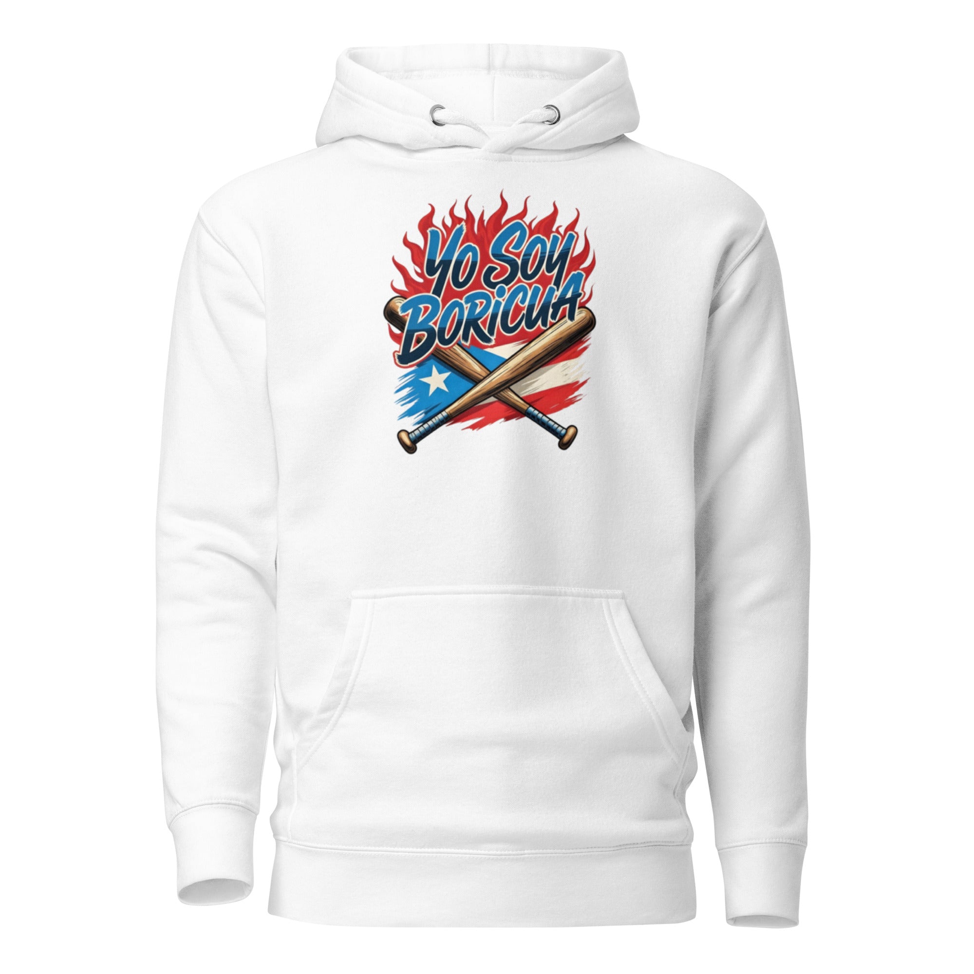 Yo Soy Boricua Puerto Rican Pride Baseball Hoodie with crossed bats and PR flag design