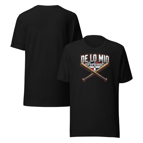 De Lo Mio Personal Dominican Pride Baseball T-Shirt with crossed bats and Dominican Republic flag