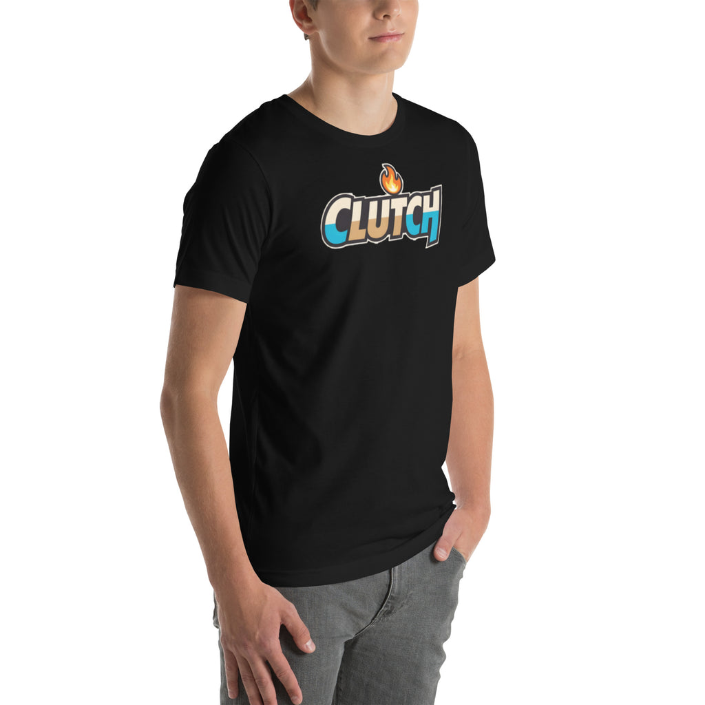 Clutch flame cartoon meme sports fan graphic t-shirt game day tee ClutchMemes