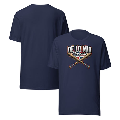 De Lo Mio Personal Dominican Pride Baseball T-Shirt with crossed bats and Dominican Republic flag