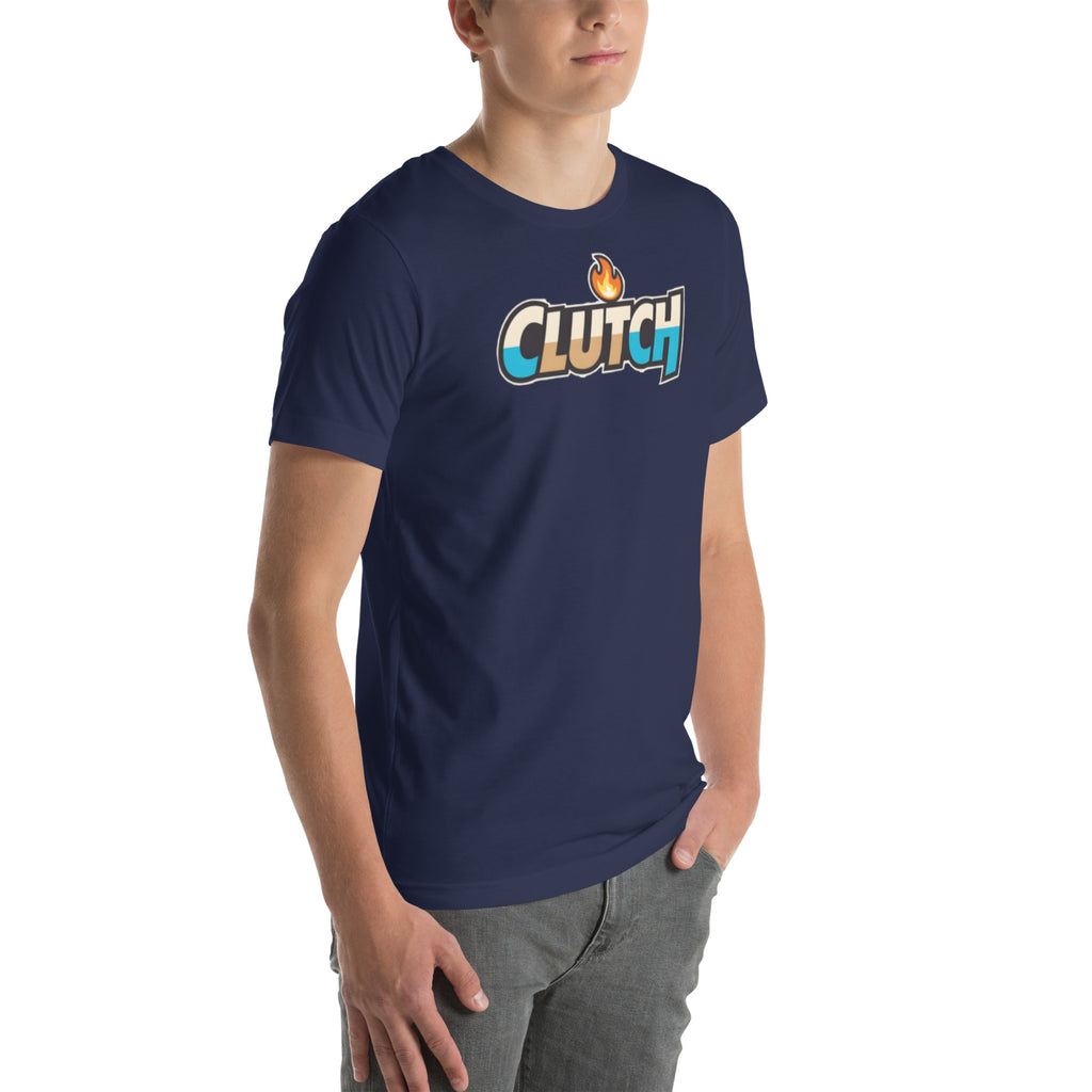 Clutch flame cartoon meme sports fan graphic t-shirt game day tee ClutchMemes
